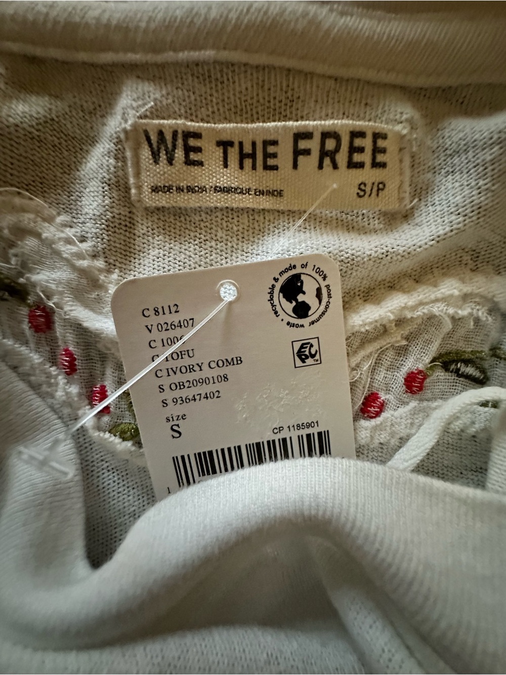 NWT Free People "We The Free" Lilith Tee in Ivory Size S - Picture 5 of 5